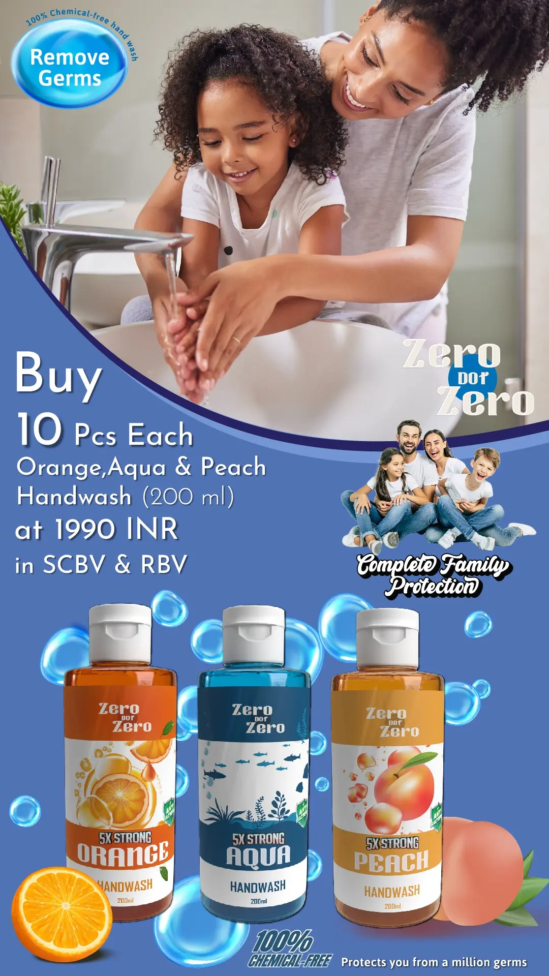 RBV B2B Orange,Peach & Aqua Handwash (200ml)-10 Pcs. Each